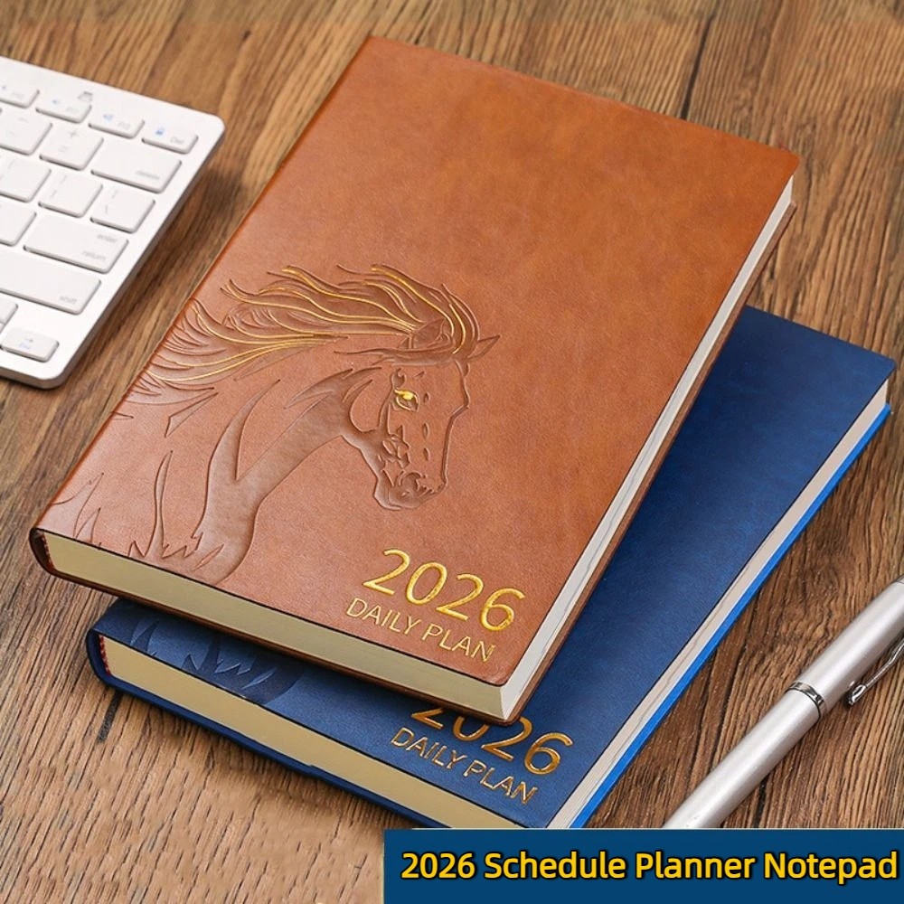 Leather Work Notepad - Pu Leather 2026 Schedule Planner Notepad