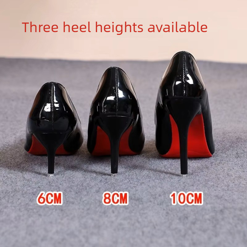 Leather Work Dress - Sexy Pointed Toe Patent Leather High