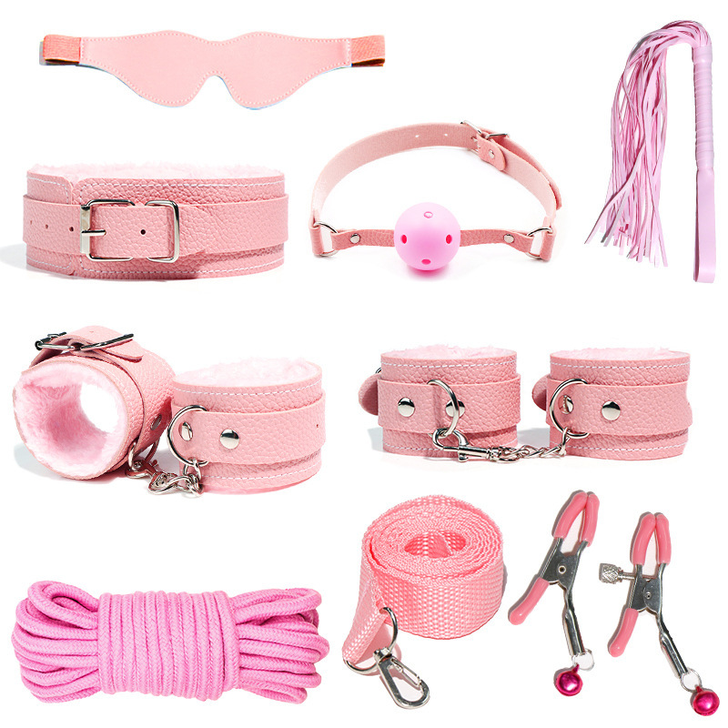 Leatherwork Kit - 6-10Pcs/Set Sexual Bondage Handcuff Whip Adult