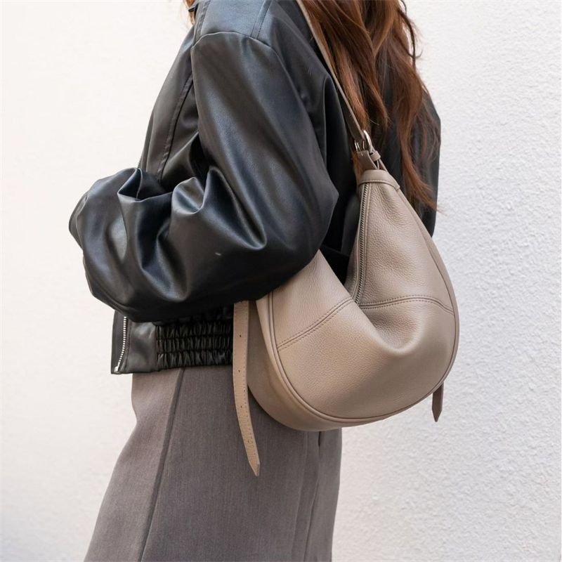 Leatherwork Bag - BURMINSA Genuine Leather Crescent Hobo Shoulder