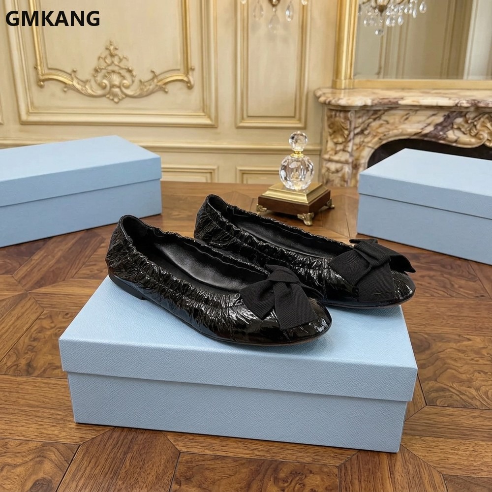 Women's Ballet Flats Bow Pleat - Leather Work Dress recension och pris