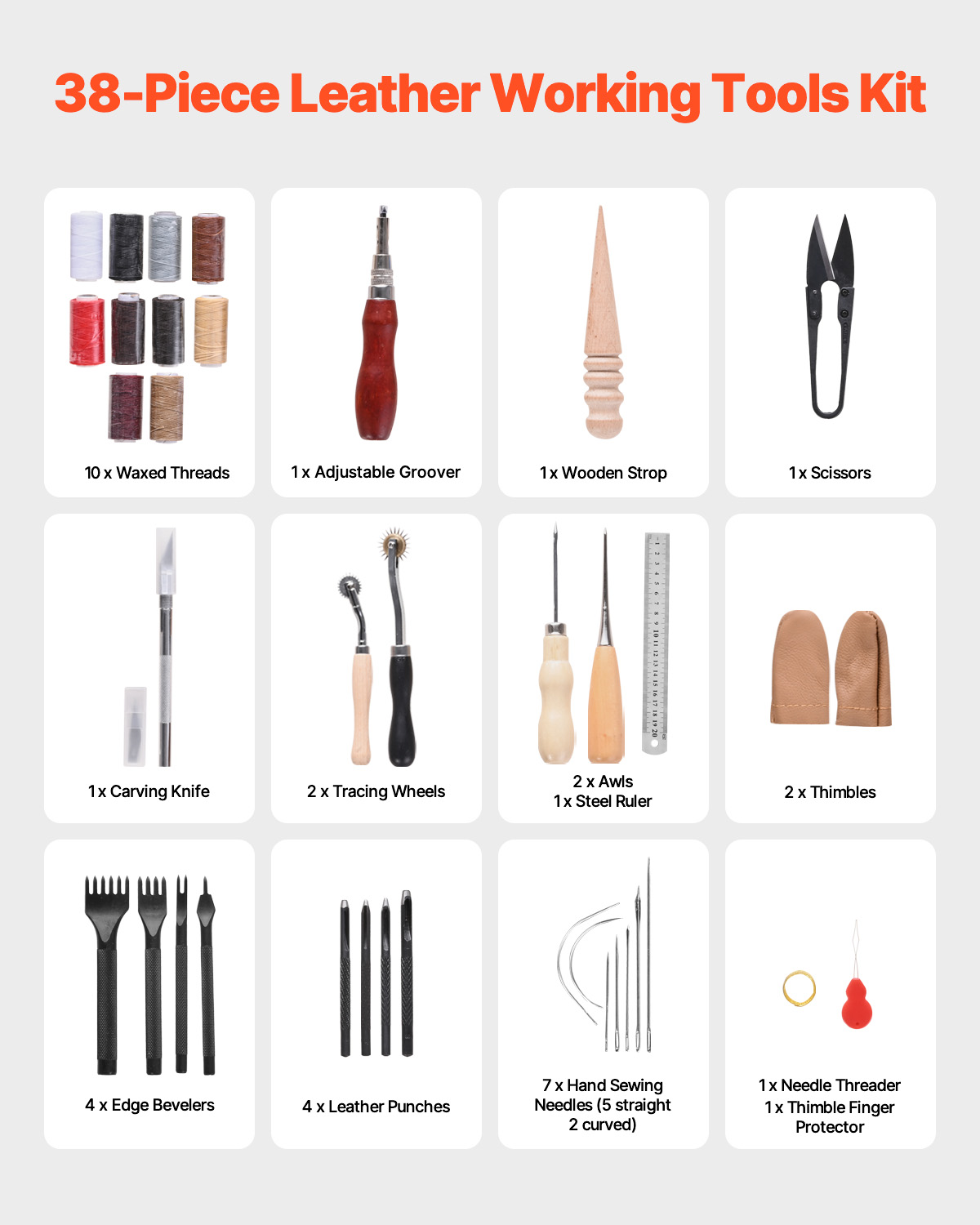 SucceBuy 38/59/61/72/92PCs Lea - Leatherwork Kit recension och pris