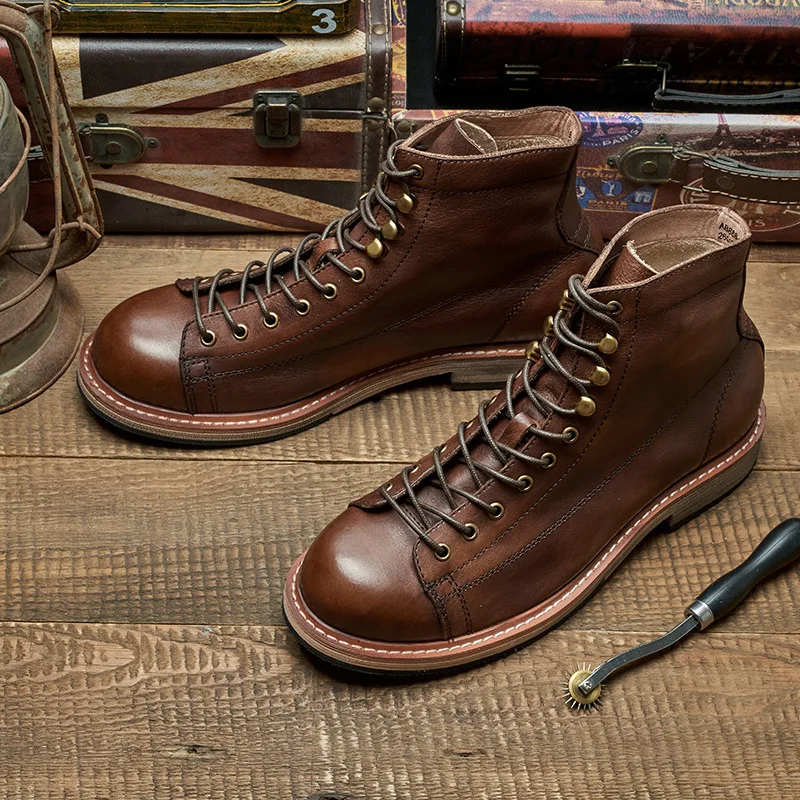 Handmade British Big Size Men  - Leather Work Dress recension och pris