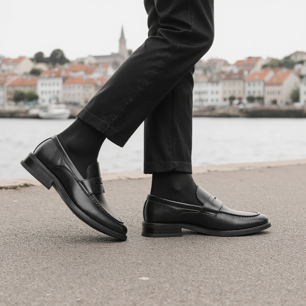 Men's Black Penny Loafers Clas - Leather Work Dress recension och pris