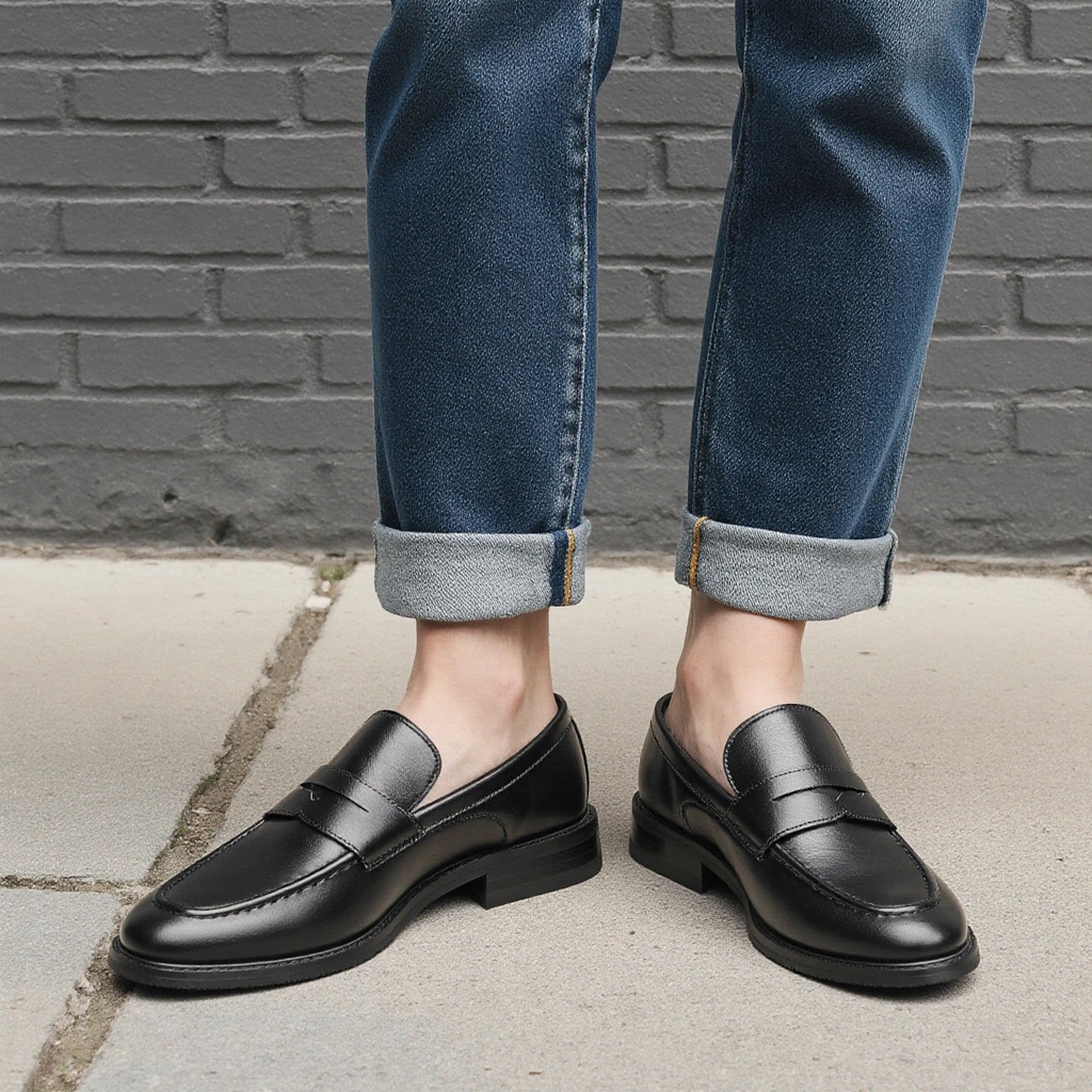 Men's Black Penny Loafers Clas - Leather Work Dress recension och pris
