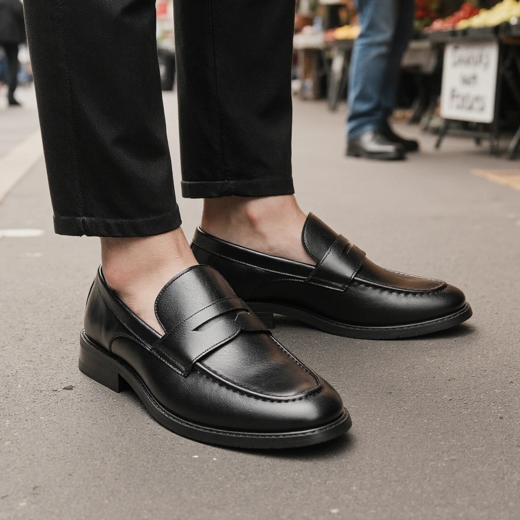 Men's Black Penny Loafers Clas - Leather Work Dress recension och pris