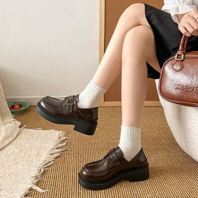 Brown British Style Leather Sh - Leather Work Dress recension och pris