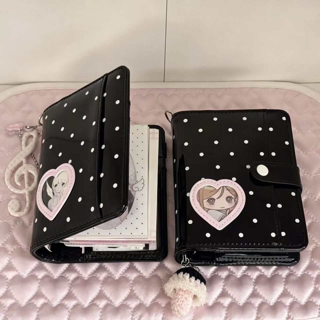 Korean Style Polka Dot Heart M - Leather Work Notepad recension och pris