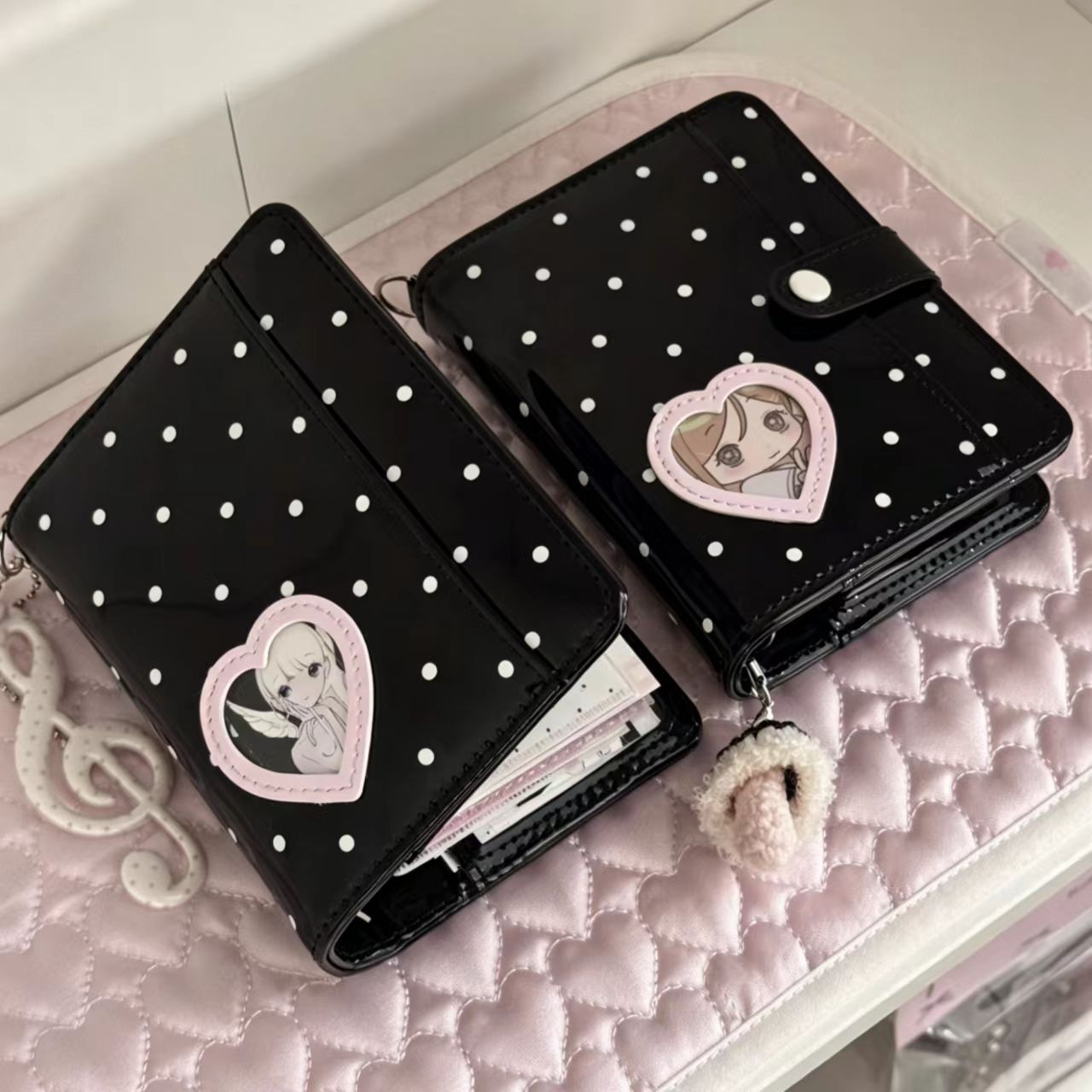 Korean Style Polka Dot Heart M - Leather Work Notepad recension och pris