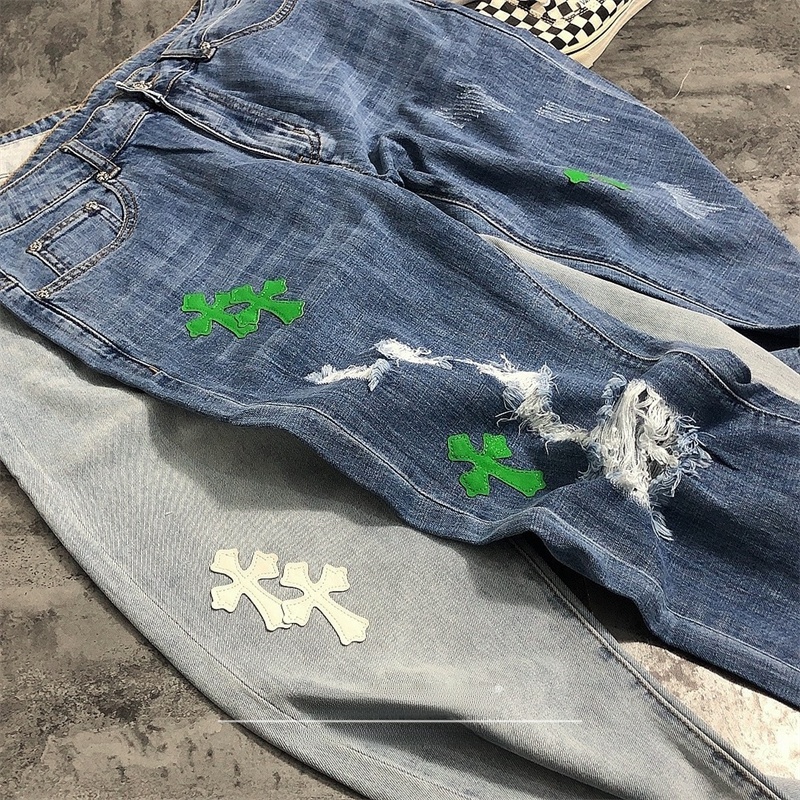 Street Sle Ripped Denim Jeans  - Leather Work Jeans recension och pris