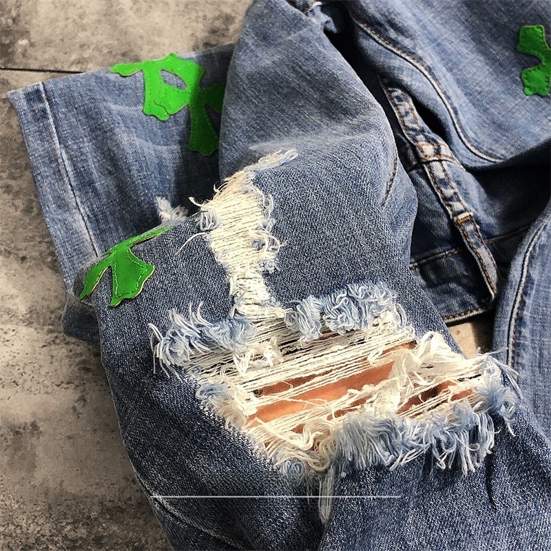 Street Sle Ripped Denim Jeans  - Leather Work Jeans recension och pris