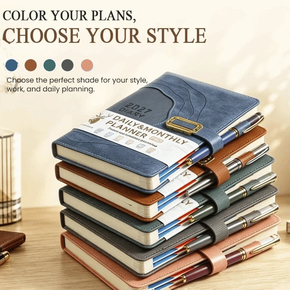 Thickened 2027 Schedule Notepa - Leather Work Notepad recension och pris