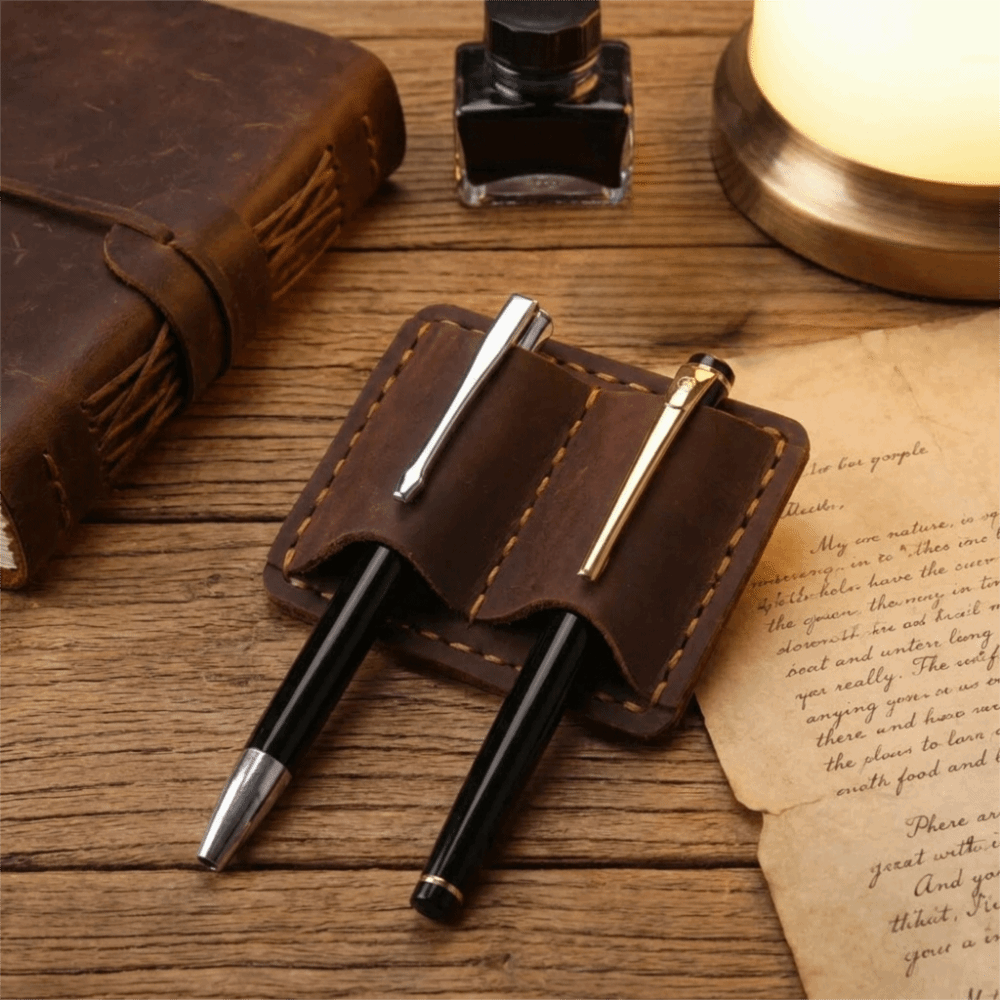 Double Vintage Leather Pen Loo - Leather Work Notepad recension och pris