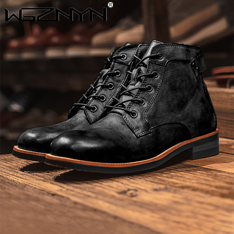 Luxury Retro High Men's Leathe - Leather Work Dress recension och pris